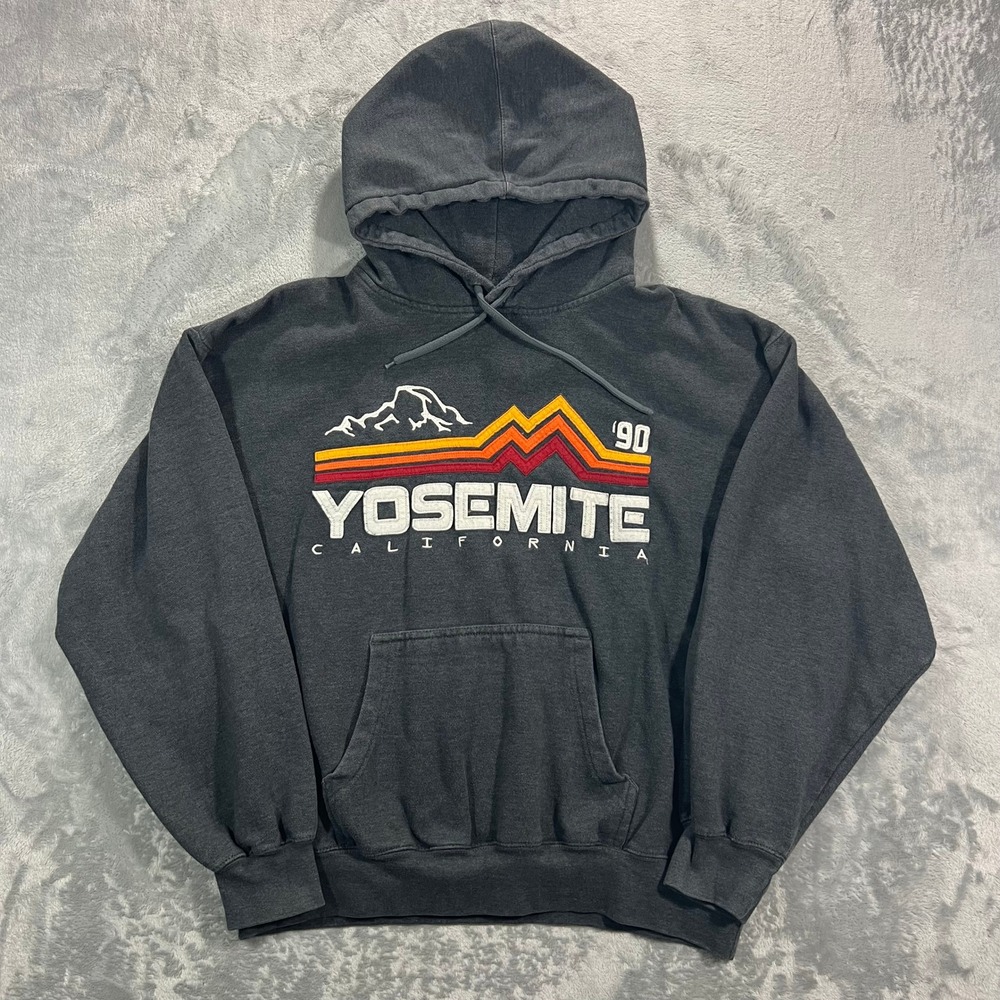 Prairie Mountain Yosemite Hoodie Adult XL Charcoal Grey Stitched Retro Graphic